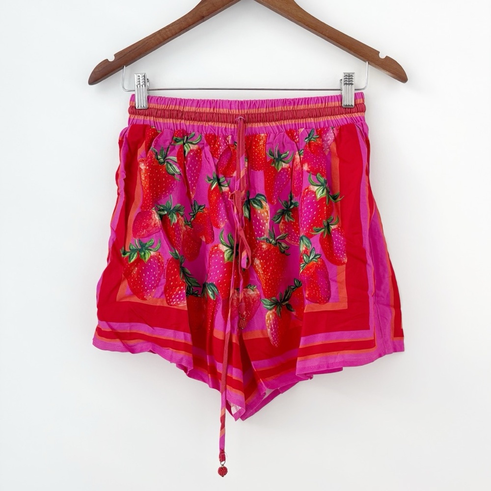 NWOT Farm Rio Strawberry Scarf Printed Shorts S